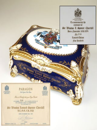 Item #008111 Elaborately detailed bone china cigar casket produced in 1974 for the centenary of...