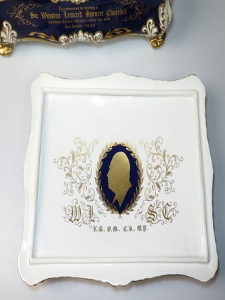 Elaborately detailed bone china cigar casket produced in 1974 for the centenary of Winston S. Churchill's birth, complete with cedar lining and original presentation case, copy #316 of the limited edition, accompanied by the original limitation certificate