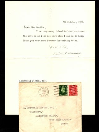 Item #008117 "I do not know what I can do to help." An early Second World War typed letter...