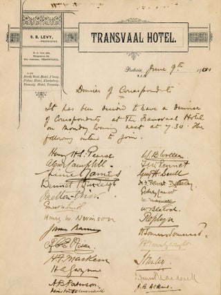 A unique Boer War artifact, including a mid-1900 signature and image of Winston Churchill from his time as an itinerant soldier and war correspondent just before his final battle of the war, return to England, and first election to Parliament