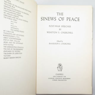 The Postwar Speeches, a full set of jacketed first editions: The Sinews of Peace, Europe Unite, In the Balance, Stemming the Tide, and The Unwritten Alliance