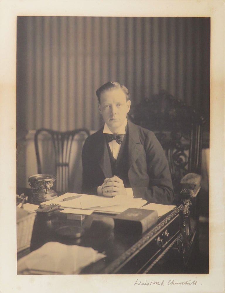 Item #008263 A magnificent, large, signed photograph of Winston S. Churchill captured and printed in late 1900, just after Churchill's first election to Parliament at the age of 25, still housed in the original, contemporary frame