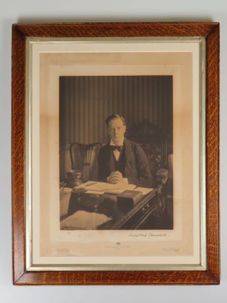 A magnificent, large, signed photograph of Winston S. Churchill captured and printed in late 1900, just after Churchill's first election to Parliament at the age of 25, still housed in the original, contemporary frame