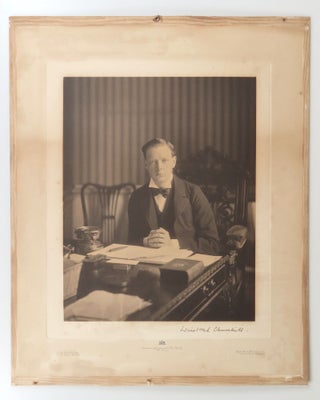 A magnificent, large, signed photograph of Winston S. Churchill captured and printed in late 1900, just after Churchill's first election to Parliament at the age of 25, still housed in the original, contemporary frame