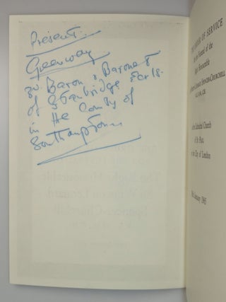 A small archive of five documents from the 30th January 1965 state funeral of Winston S. Churchill issued to Baron Greenway