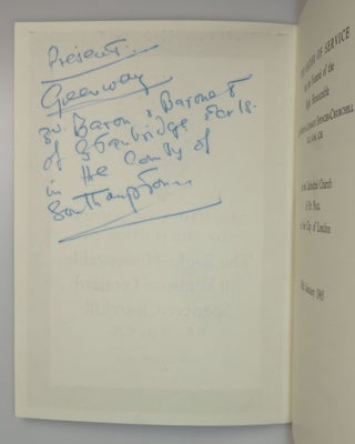 A small archive of five documents from the 30th January 1965 state funeral of Winston S. Churchill issued to Baron Greenway