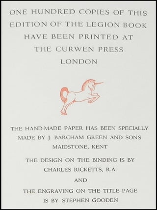 The Legion Book, an extraordinary copy of the limited issue of the first edition, finely bound and signed by 85 prominent contributing writers and artists and 4 prime ministers (three British and one French)