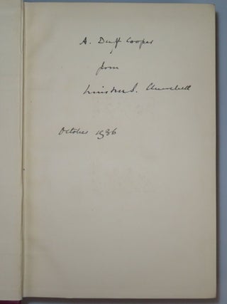 Marlborough: His Life and Times, full set of four British first edition, first printings, Volume III a presentation copy inscribed and dated in the month of publication to Churchill's longtime supporter and admirer and future prominent anti-appeaser Duff Cooper, later 1st Viscount Norwich, all four volumes featuring Cooper's bookplate