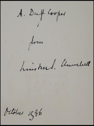 Marlborough: His Life and Times, full set of four British first edition, first printings, Volume III a presentation copy inscribed and dated in the month of publication to Churchill's longtime supporter and admirer and future prominent anti-appeaser Duff Cooper, later 1st Viscount Norwich, all four volumes featuring Cooper's bookplate