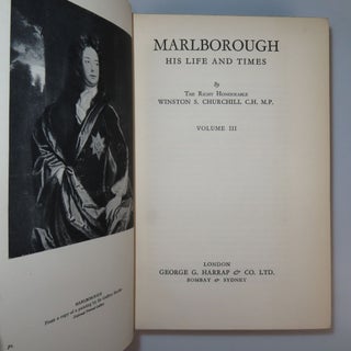 Marlborough: His Life and Times, full set of four British first edition, first printings, Volume III a presentation copy inscribed and dated in the month of publication to Churchill's longtime supporter and admirer and future prominent anti-appeaser Duff Cooper, later 1st Viscount Norwich, all four volumes featuring Cooper's bookplate