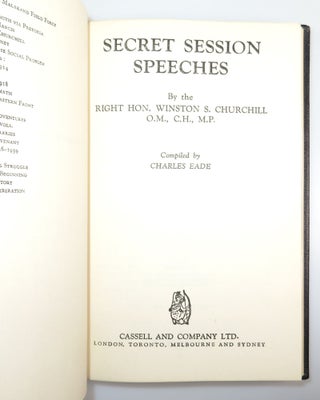 Secret Session Speeches, the publisher's full black Morocco presentation binding, signed and dated by Churchill in the year of publication and by his youngest daughter, Mary, in 1947