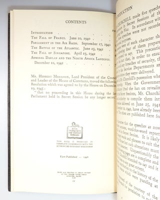 Secret Session Speeches, the publisher's full black Morocco presentation binding, signed and dated by Churchill in the year of publication and by his youngest daughter, Mary, in 1947