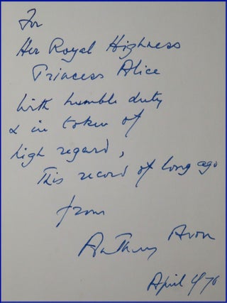 "With humble duty & in token of high regard, This record of long ago" - Another World 1897-1917, an inscribed and signed presentation copy from Eden to Her Royal Highness Princess Alice in the year of publication, nine months before Eden's death