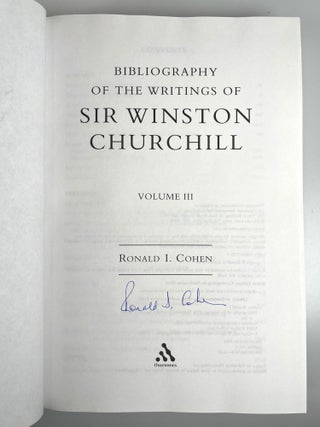 A Bibliography of the Writings of Sir Winston Churchill, complete in three volumes, signed in each volume by the author