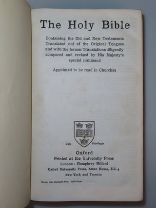 The Holy Bible, a 1940 Second World War gift from British Prime Minister Winston S. Churchill's only niece to her dying mother, Winston's sister-in-law, on the last Christmas before she lost her battle with cancer