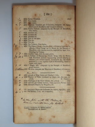 The White Nights Library, Parts I & II, the original 1819 catalogues, including myriad, informative contemporary annotations recording prices realized and, in some cases, buyers