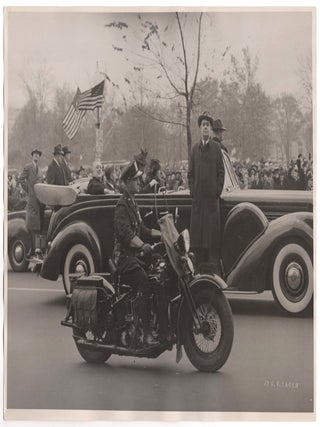 Two original photographs of President Franklin D. Roosevelt taken in Washington, D.C. after his electoral victories in November 1940 and 1944, with a 1949 presentation letter from the photographer to the recipient, a vice-president of the Franklin D. Roosevelt Collector's Association