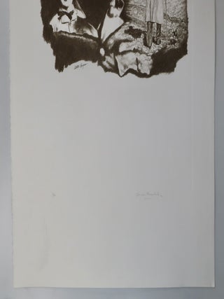 "I have no fear of the future ... Let us go forward into its mysteries." - A large format print #77/400 of an intaglio drawing of Sir Winston S. Churchill by Curtis Hooper, signed and numbered by Churchill's daughter, Sarah