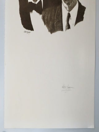 "BY HONORARY CITIZENSHIP | 'We mean to honor him, but his acceptance honors us far more.' JFK" - A large format print of an intaglio drawing by Curtis Hooper, signed by both Curtis Hooper and Sarah Churchill