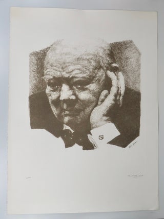 "I Have Achieved a Great Deal To Achieve Nothing in the End" - A large format print #311/400 of an intaglio drawing of Sir Winston S. Churchill by Curtis Hooper, signed and numbered by Churchill's daughter, Sarah
