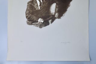 "I WAS OVERPOWERED BY A SENSE OF DEEP AND IRREPARABLE LOSS" | ON THE DEATH OF FDR - A large format print #123/350 of an intaglio drawing by Curtis Hooper of Sir Winston S. Churchill beside Franklin D. Roosevelt , signed and numbered by Churchill's daughter, Sarah