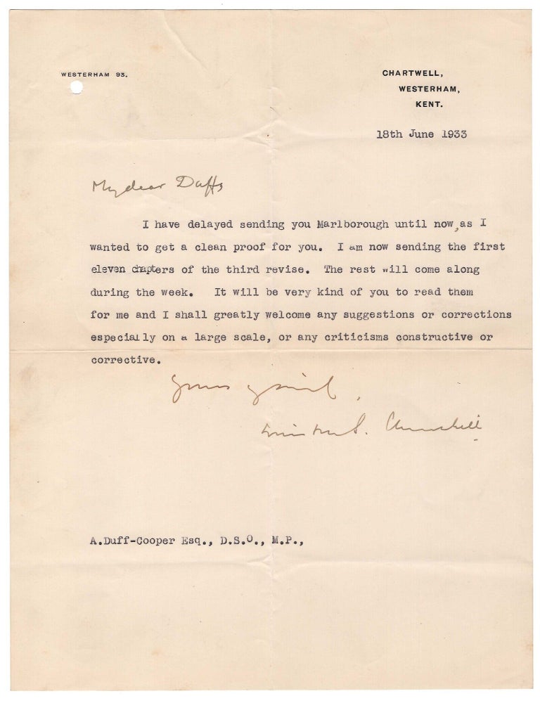 "I shall greatly welcome any suggestions or corrections" - An 18 June 1933 typed letter signed...