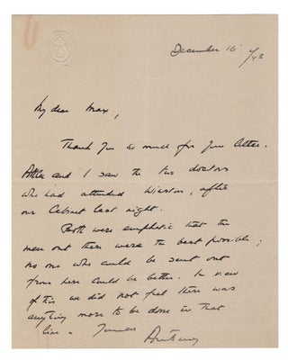 Item #008416 "Attlee and I saw the two doctors who had attended Winston... we did not feel there...