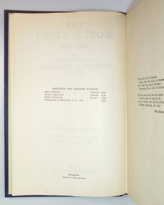 The World Crisis 1911-1918, a Second World War presentation copy inscribed by Prime Minister Winston S. Churchill as a 1942 Christmas gift to Charles Barker, a member of Churchill's 10 Downing Street Private Office Staff for the entirety of the war