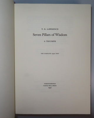 Seven Pillars of Wisdom: a triumph, the complete 1922 'Oxford' text, four volume limited and numbered edition of 1997