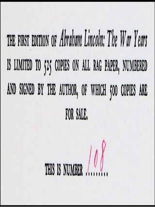 Abraham Lincoln, The War Years, complete in four volumes