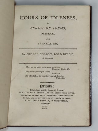 Hours of Idleness, A Series of Poems, Original and Translated, finely bound in full Morocco by Hatchards, housed in a quarter Morocco solander box
