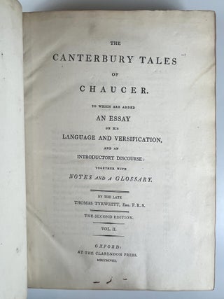 The Canterbury Tales of Chaucer. To which are added an essay on his language and versification, and an introductory discourse: together with notes and a glossary.
