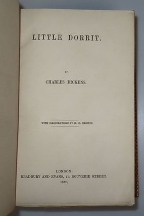 Little Dorrit, finely bound from the original serialized installments in full tan calf by Zaehnsdorf and housed in a quarter Morocco Solander case
