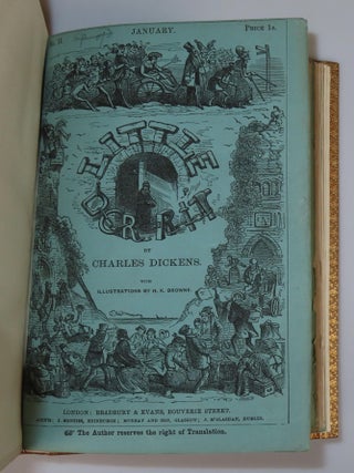 Little Dorrit, finely bound from the original serialized installments in full tan calf by Zaehnsdorf and housed in a quarter Morocco Solander case