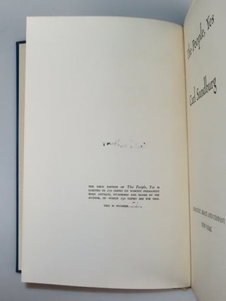 The People, Yes, an exceptional, unread copy of the publisher's signed and limited first edition, retaining the original dust jacket and slipcase