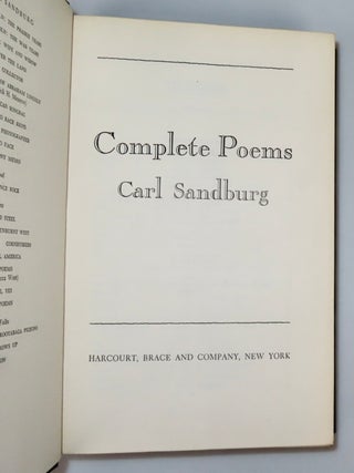 Complete Poems, a signed first edition of the work that won Sandburg his second Pulitzer Prize for Poetry