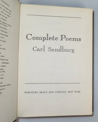 Complete Poems, a signed first edition of the work that won Sandburg his second Pulitzer Prize for Poetry