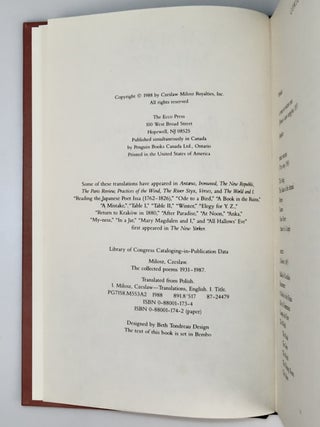 The Collected Poems: 1931-1987, signed by Milosz