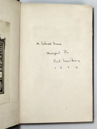 Smoke and Steel, inscribed, signed, and dated by Sandburg in Haverford, Pennsylvania in 1934