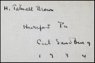 Smoke and Steel, inscribed, signed, and dated by Sandburg in Haverford, Pennsylvania in 1934