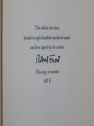 A Masque of Reason, the signed limited edition, copy number 455 of 800 in the original slipcase, from the personal collection of one of Frost's first bibliographers, W. B. Shubrick Clymer