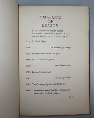 A Masque of Reason, the signed limited edition, copy number 455 of 800 in the original slipcase, from the personal collection of one of Frost's first bibliographers, W. B. Shubrick Clymer