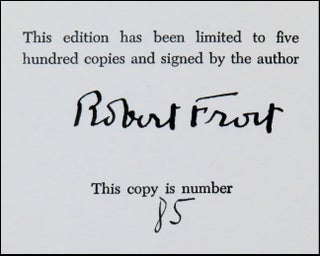Complete Poems of Robert Frost, number 85 of the signed, numbered, and limited first edition, a superb copy still housed in the publisher's slipcase and retaining some of the original glassine jacket