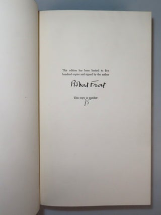 Complete Poems of Robert Frost, number 85 of the signed, numbered, and limited first edition, a superb copy still housed in the publisher's slipcase and retaining some of the original glassine jacket
