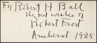North of Boston, inscribed and dated by Frost at Amherst in 1925