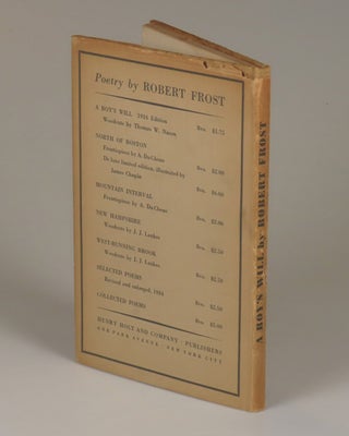 A Boy's Will, inscribed and dated by Frost to his friend, fellow poet, and future governor of Connecticut, Wilbert Snow