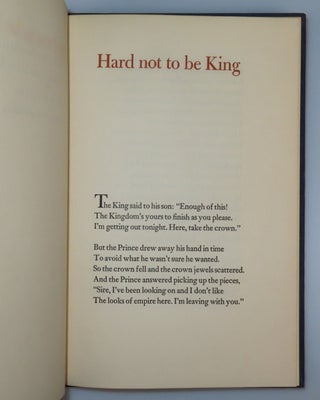 Hard not to be King, copy number 243 of the limited and numbered first separate edition, signed by Robert Frost