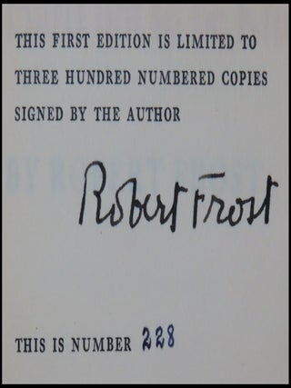 Hard not to be King, copy number 228 of the limited and numbered first separate edition, signed by Robert Frost
