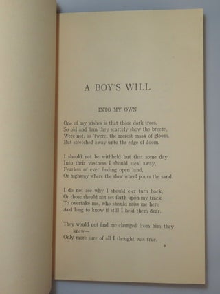 A Boy's Will, copy "54" of the final 135 first edition copies, which were signed and numbered by Frost in 1943