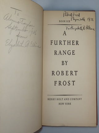 A Further Range, a signed association copy, inscribed and dated in the year of publication in Plymouth, Massachusetts